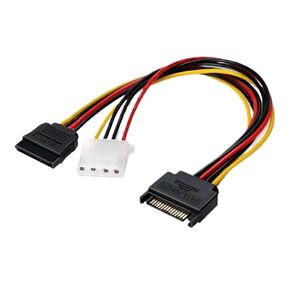 15Pin Male to 15Pin IDE Female + 4Pin SATA Female Cable Power Cord SATA3.0 Serial Hard Disk Data Cable Best Price