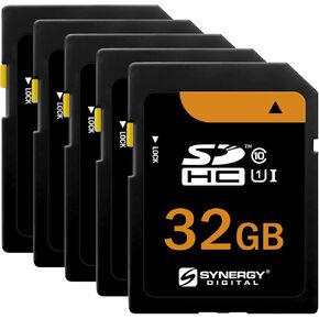 Synergy Digital 32GB Secure Digital SDHC UHS-I Memory Cards, Compatible with Nikon Coolpix P510 Digital Camera - Class 10, U1, 100MB/s, 300 Series - Pack of 5