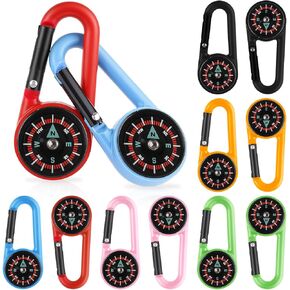 Mini Compass Keychain for Kids, 12 Pcs Small Pocket Magnetic Keychain Compass Colorful Survival Hiking Compasses for Kids Adults Outdoor Camping Hiking Backpacking Accessory Party Favors
