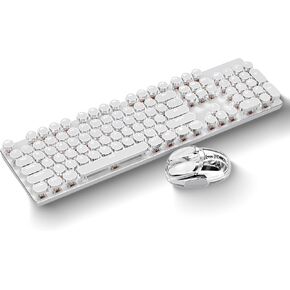 EWEADN TK950 Typewriter Keyboard Wireless Mechanical Keyboard,Q9 Wireless Clear Mouse Dual Mode Bluetooth & 2.4G USB