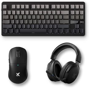 G87 Wireless Mechanical Keyboard, M7 Ultra Wireless Gaming Mouse, Tri-Mode Connection, V9 Wireless Gaming Headset 7.1 Surround Sound,Black