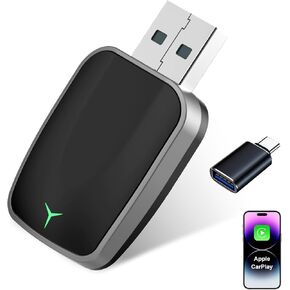 Mini Wireless CarPlay Adapter – Plug & Play Dongle, Convert Wired to Wireless CarPlay, USB-A/C, Compatible with 2016+ Cars & iPhone iOS 10+