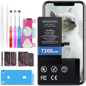 Battery for iPhone Xs MAX: High Capacity 7200mAh iPhone Xs MAX Battery New 0 Cycle fit for Model A1921,A2101,A2102,A2104 with Professional Repair Tool Kit and Instructions Upgraded