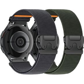 Elastic Bands for Samsung Galaxy Watch 7 6 5 4 FE Band 40mm 44mm/Watch 6 4 Classic Bands 47mm 43mm 42mm 46mm/5 Pro 45mm/Active 2 Men Women,20mm Parachute Buckle Stretchy Fabric Nylon Sport Strap