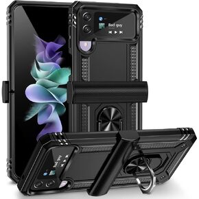 Onola متوافق مع Samsung Galaxy Z Flip 4/3 Case مع حماية المفصلات و 360 درجة الدوران حلقة مغناطيسية كيكستاند حالة الحماية الثقيلة لجهاز Galaxy Z Flip 3/4 (الأزرق) in Kuwait