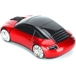 DILWE 2.4G USB CAR MOUSE ، 1600 DPI SPORTS MOUSE على شكل فأر استخدام تقنية توفير الطاقة الذكية ، والألعاب الفئران مع مستقبل USB لهدية الكمبيوتر المحمول للكمبيوتر للكمبيوتر (أحمر)