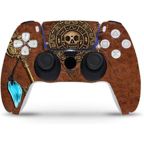 ZOOMHITSKINS Compatible with PS5 Controller Skin, Vinyl for Durable & Fit, Pirate Treasure Lost Sea Ship Brown, Easy to Use, Bubble-Free, Precisely Cut