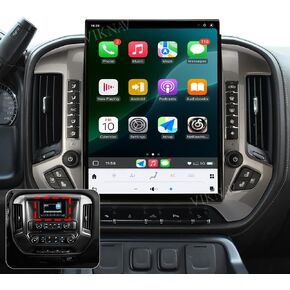 15.6 inch Upgrade Large Screen Car Radio for Chevrolet Silverado GMC Sierra 2014 2015 2016 2017 2018 Android Head Unit Wireless Carpaly GPS Navigation Multimedia Player (Silvery) (OEM 8" Screen)