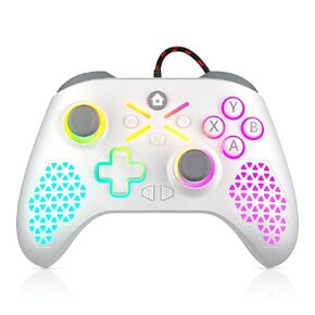 LENISUOLE RGB Wired PC Controller for Windows PC 10/11/Steam Platform,Built-in Dual Vibration/Headset Jack/Turbo (Connecting to Xbox Consoles is Not Supported at this Time)