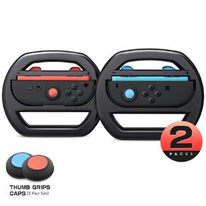 i-Blason Steering Wheel for Nintendo Switch 2 JoyCons 2025, Racing Wheel Games Accessories for Switch 2 JoyCon Controller Mario Kart 8 Deluxe with Rocker Caphead, 2 Pack Black