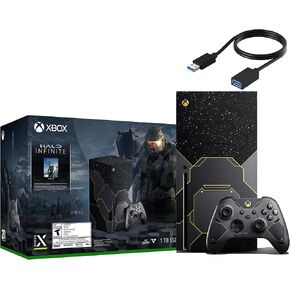 Xbox Halo Infinite Limited Edition تصميم جلدي مخصص 1 تيرابايت SSD ألعاب وحدة تحكم ألعاب + 1 Xbox Wireless Controller - 8x Core Custom Zen 2 CPU ، 16GB GDDR6 ،