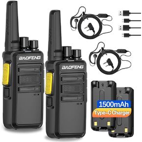 Walkie Talkies Long Range for Adults Two Way Radios with Earpieces,Encrypted 2 Way Radios Rechargeable UHF Handheld Walkie Talkies Walky Talkie with VOX and USB-C Charger for Hunting Camping,2Pack
