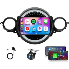 4+64GB Car Stereo Radio with Wireless Carplay Android Auto for Mini Cooper R56 2007-2014, 9" Android 13 Touch Screen Car Radio with GPS Navi DSP WiFi Bluetooth FM RDS+Backup Camera