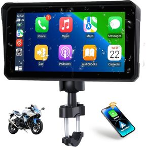 CAMECHO Motorcycle CarPlay & Android Auto & Bluetooth 6" Waterproof Apple Car Play Screen for Moto Motorbike, Portable Car Stereo with Mirror Link, Siri, Google Assistant