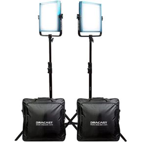 Dracast Plus Series LED1000 Daylight LED 2 Light Kit with V-Mount and Gold Mount Battery Plates and Light Stands