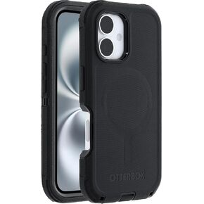 حالة Defender لـ Otterbox iPhone 16 متوافقة مع Magsafe تشمل حزام حزام حافظة Kickstand (أسود)