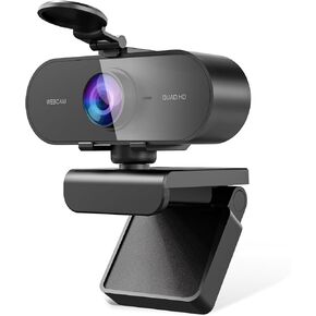 2K Webcam for PC Mac Laptop with Microphone,Full HD Web Cam for Streaming with Privacy Cover Sliders,USB C Web Camera for Desktop Computer Monitor,External Small Best Webcam for Microsoft Teams Black