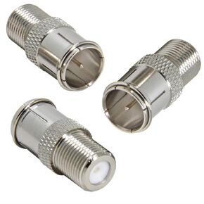 3-Pack Quick Connect Coaxial Cable Connector, Push-On F Type Male to Female Adapter for RG6 Cable, Satellite Dish, TV, Internet & RV (Nickel Plated, Easy Install)