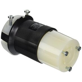 Hubbell HBL2323 Locking Connector, 20 amp, 250V, L6-20R, Black and White