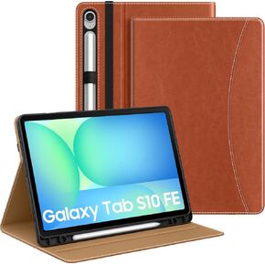 MoKo Case for Samsug Galaxy Tab S10 FE/S9 FE 5G 10.9-Inch 2025/2023, S9 11 inch 2023 with S Pen Holder, PU Leather Multi-Angle Stand Case for Galaxy Tab S10 FE with Hand Strap, Pocket, Blue & Brown in Kuwait