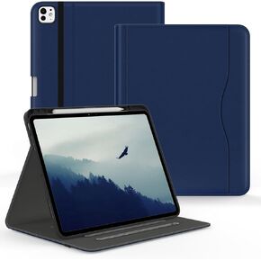 Case for iPad Pro 13 Inch M4 (الجيل السابع 2024) ، غطاء جلدي متعدد الزوايا لـ iPad Pro 13 "(7 Gen) مع حزام قلم رصاص/يدوي ، استيقظ/نوم ، أسود ، أسود