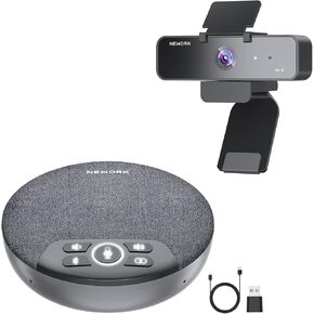 4K Webcam & Bluetooth Speakerphone Bundle for Meetings and Calls, AI Tracking, 360° Pickup, Plug & Play, Dual Daisy Chain, USB/Bluetooth Compatible with Windows/macOS