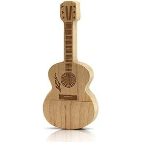 Guitar Shaped Maple Wood and Bamboo Wood Memory Stick 2.0/3.0 USB Flash Drive (2.0/16GB, Maple Wood)