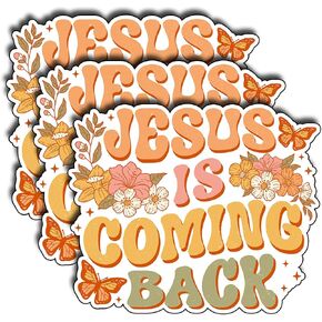 (3Pcs) Jesus is Coming Back Sticker Christian God Cristianos Cross Bible Decorate Waterproof Vinyl Water Bottle Tumbler Books Phone Laptops Sticker Gifts for Love Jesus Decals 3x2.5 Inch