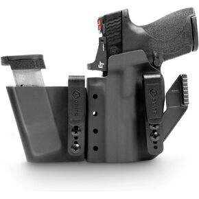 GRITR IWB Appendix Carry Kydex Holster Fits Smith & Wesson Shield/Shield Plus with Magazine Holder, Optic Cut, Open Bottom | Concealed Carry Gun Holster for Men & Women - Right/Left Hand Options