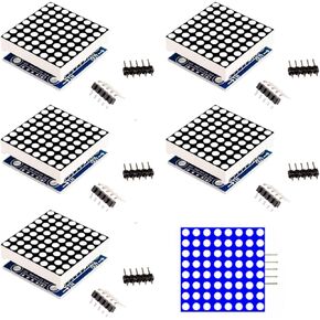 5PCS MAX7219 8x8 Dot Matrix LED Display Module 5V 5-Pin Interface DIY Kit with MCU Control for Arduino and LED Matrix Projects (Green)