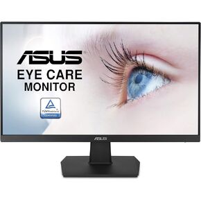 ASUS VA24EHE 23.8 Monitor, 1080P, Full HD, IPS, 75Hz, HDMI D-Sub DVI-D, Adaptive-Sync/FreeSync, VESA Wall mountable, Eye Care, Flicker-Free and Low Blue Light (Renewed)