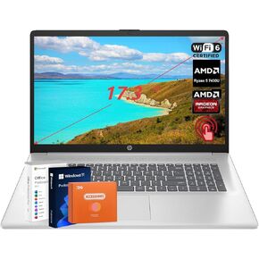 HP 17.3 inch Business Laptop, with Office Pro Lifetime License, 2025 Touchscreen Anti-Glare Laptops, AMD Ryzen 5 7430U 6-Core, 64 GB RAM, 2 TB SSD, Copilot AI, Wi-Fi 6, Long Battery Life, Win11 Pro