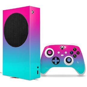 Skin Decal Vinyl Wrap Compatible with The Xbox Series S Console and Controller Smooth Fades Neon Teal Hot Pink (Gaming Console NOT Included)