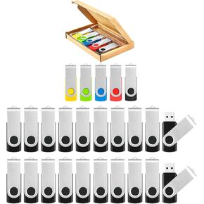 Bulk Flash Drives - 20 Pack 1GB USB Flash Drives Color and 32GB USB Flash Drive 5 Pack Color, USB 2.0 Thumb Drive Pendrive Zip Drive Jump Drives Multipack for Data Storage, Photo Transfer and Backup