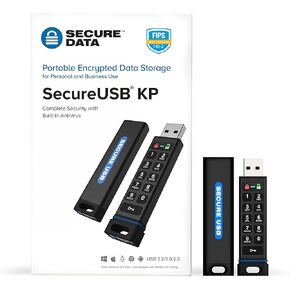 Secure Data 32GB SecureUSB KP Encrypted FlashDrive with KeyPad Pin Authentication, 32 GB