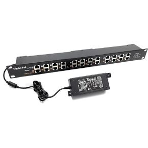 PoE Texas 12 Port Gigabit PoE Injector - Passive Power Over Ethernet Midspan Injector with 48 Volt 60 Watt Power Supply for 802.3af/at Devices - Mode A/B for IP Cameras, Phones, WiFi Access Points