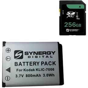 Synergy Digital Accessory Kit, Compatible with Kodak PIXPRO FZ55 Digital Camera Includes: KSD256GB Memory Card, SDKLIC7006 Battery