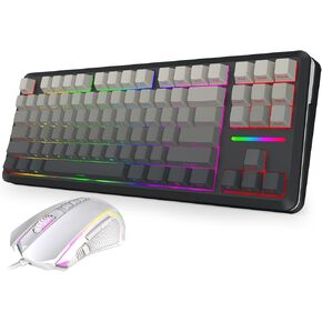 Redragon White Gaming Mouse M910W and Wireless Mechanical Keyboard K734