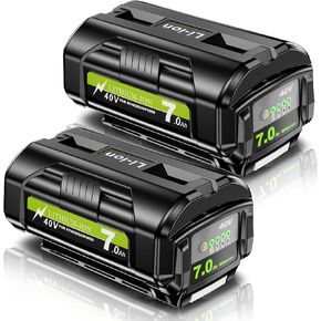 POWTREE Upgraded 7.0Ah 2Pack 40V OP4026 Battery Compatible for Ryobi 40V Battery OP4050A OP4015 OP40201 OP40261 OP4030 OP40301 OP4040 OP4050 Cordless Tools