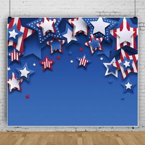 10x8ft Independence Day 4th of July Backdrop Patriotic Day Memorial Day Veterans Day Backdrop American Flag Striped Star Photography Background Large Banner Party Decorations Studio Photo Booth Props