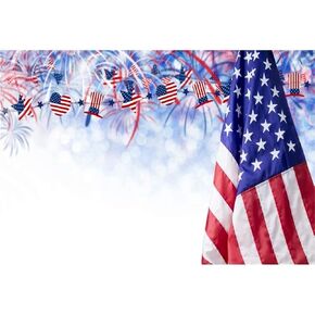 Dashan 10x8ft Polyester Independence Day Backdrop Backdrop 4th of July Photography Flag American Fire Firewors Balsons backgroun in Kuwait