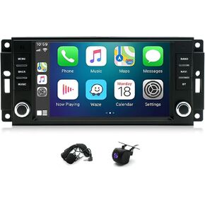 2+32GB Car Stereo for Jeep Wrangler 2007-2017 Dodge Ram 2009-2011 Chrysler 300 2005-2010 with Wireless Carplay Android Auto, 7 Inch Touch Screen Radio with WiFi GPS FM Radio Backup Camera