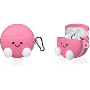 Compatible with AirPods 4 Case 2024, Cute Pink Macaron Cookies Cartoon Character 3D Anime Element Kawaii Fashion Air pod Case 4th Generation with Keychain for Men Women Boys Girls Teens