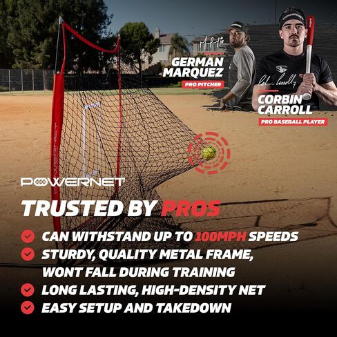 PowerNet 5x5 Practice Net + Strike Zone + Weighted Training Ball Bundle | Baseball Softball Coaching Aid | Compact Lightweight Ultra Portable | Hitting Pitching (Royal Blue) in Saudi Arabia