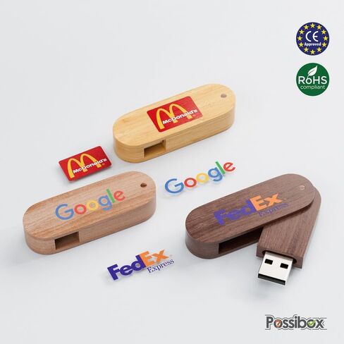 مخصص دوار خشبي USB 2.0 فلاش محرك أقراص فلاش 4 جيجابايت مطبوع أو محفور مع شعارك - بروأس بالجملة بالجملة - 500 حزمة in Kuwait