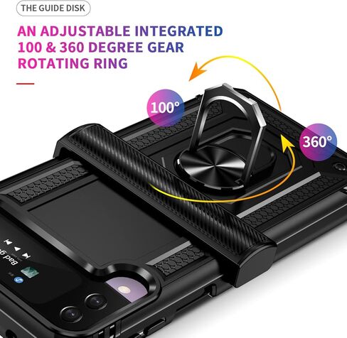 Onola متوافق مع Samsung Galaxy Z Flip 4/3 Case مع حماية المفصلات و 360 درجة الدوران حلقة مغناطيسية كيكستاند حالة الحماية الثقيلة لجهاز Galaxy Z Flip 3/4 (الأزرق) in Kuwait