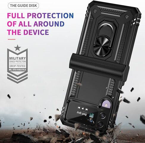 Onola متوافق مع Samsung Galaxy Z Flip 4/3 Case مع حماية المفصلات و 360 درجة الدوران حلقة مغناطيسية كيكستاند حالة الحماية الثقيلة لجهاز Galaxy Z Flip 3/4 (الأزرق) in Kuwait