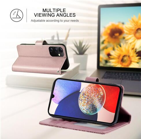 حقيبة محفظة لـ Galaxy A14 ، [حظر RFID] حامل بطاقة 3 مع فتحة بطاقة الائتمان PU غلاف واقٍ مغناطيسي للمجرة A14 (أرجواني) in Kuwait