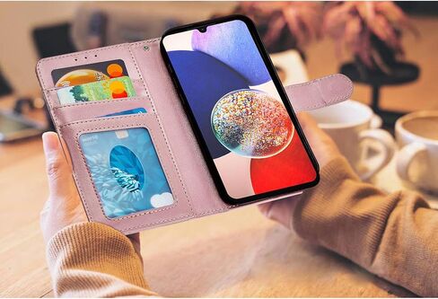 حقيبة محفظة لـ Galaxy A14 ، [حظر RFID] حامل بطاقة 3 مع فتحة بطاقة الائتمان PU غلاف واقٍ مغناطيسي للمجرة A14 (أرجواني) in Kuwait