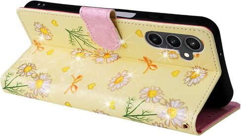 UEEBAI Wallet Case for Samsung Galaxy S23 FE 5G, PU Leather Phone Case Kickstand RFID Blocking Flip Case Card Slots Wrist Strap Relief Engraved Pattern Magnetic Closure Folio Case - White Rose in Saudi Arabia